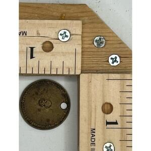Vintage Brass Coin Token with Hole Collectible Antique Charm Craft Supply